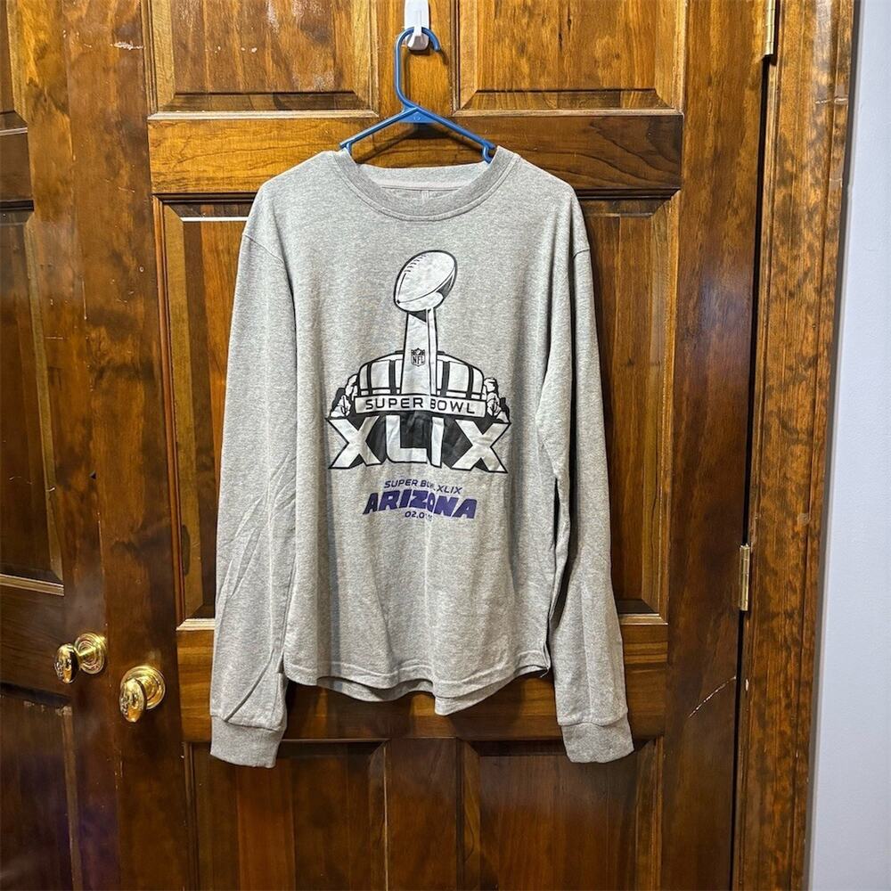 NFL Team Apparel T-Shirt Mens L Heather Gray Super Bowl XLIX Arizona